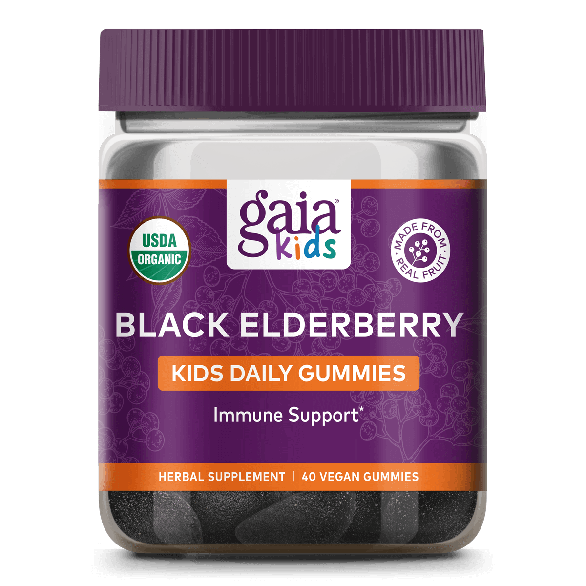 Black  Elderberry Kids 40 Gummies Gaia Herbs