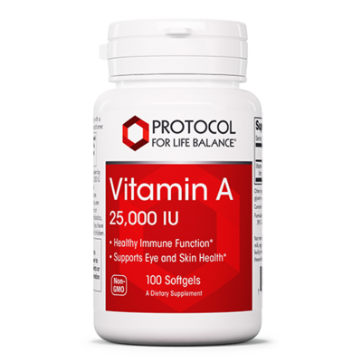 Vitamin A 25,000IU 100 gels Protocol For Life Balance