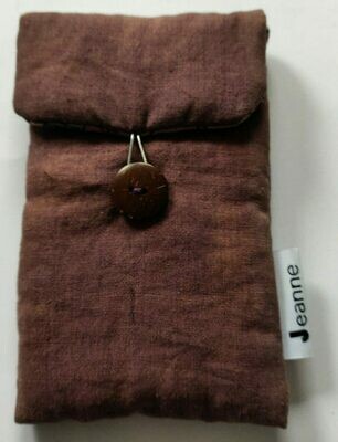 Pochette à bouton pur lin bois de campeche - mejico