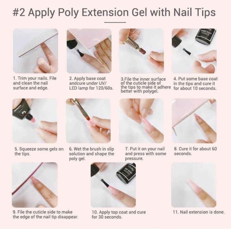 AcrylGel Polygel Nail Starter Kit with 6W Nail Dryer
