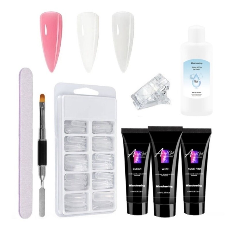 AcrylGel Polygel Nail Starter Kit With Slip Solution