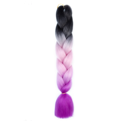 3-Way Ombre Braid Hair Black/Pink/Purple