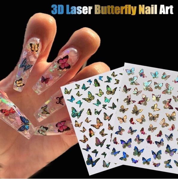 Lazer Butterfly Nail Art Stickers - Each