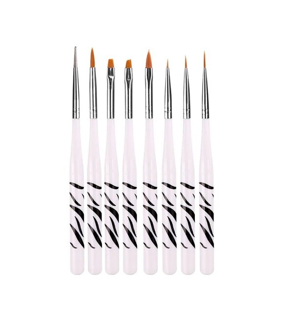 Nail Brush Set Zebra 8 Piece