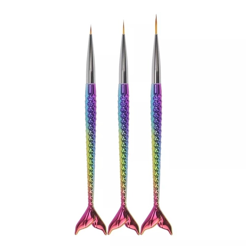 7/9/11mm Mermaid Gradient Nail Art Brush Liner Pens