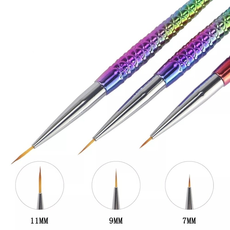 7/9/11mm Mermaid Gradient Nail Art Brush Liner Pens