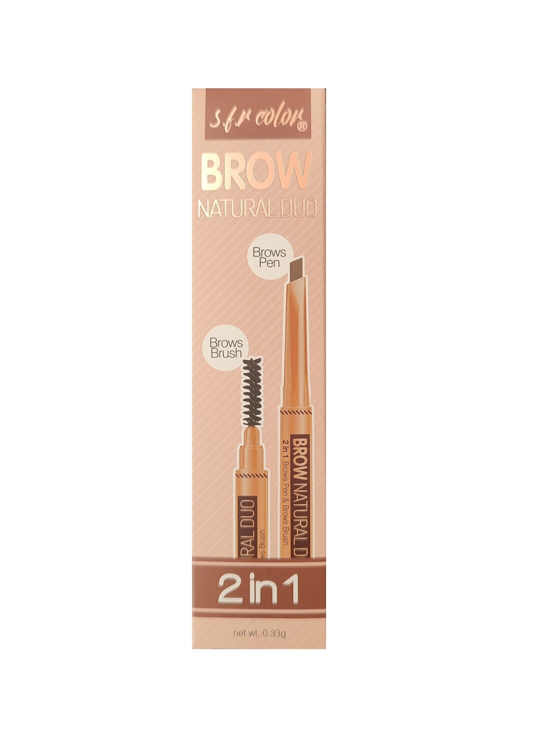 2-in-1 Eyebrow Pencil and Brush, Colour: Light Brown