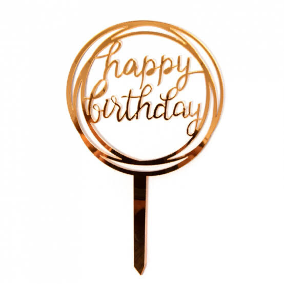 Happy Birthday Gold Cake Topper