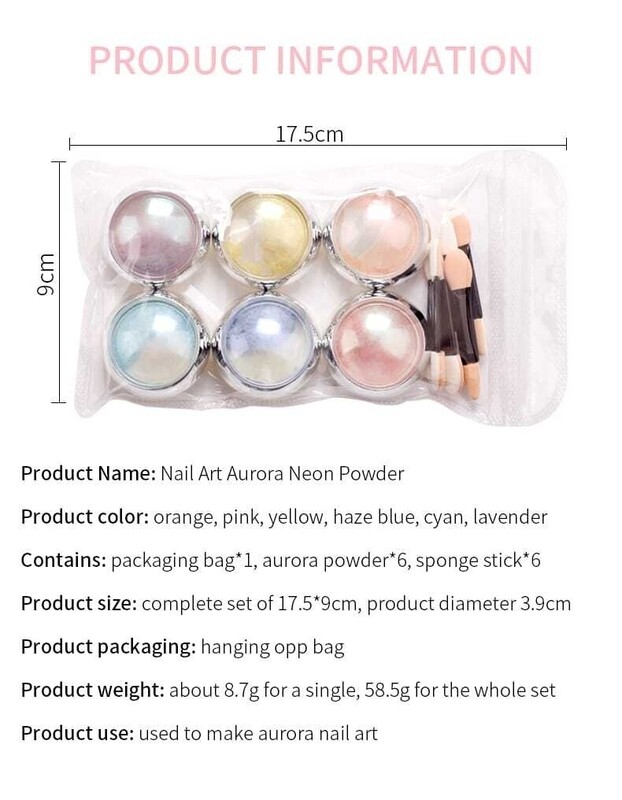 6 Colour Aurora Chrome Powder Set