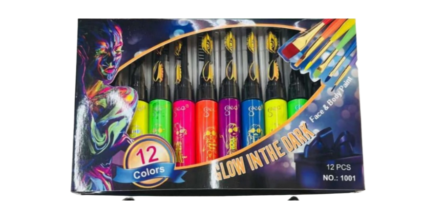 Glow-in-the-Dark Hair and Body Paint - 12 Colour Set