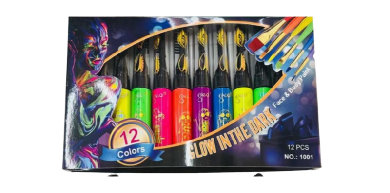 Glow-in-the-Dark Hair and Body Paint - 12 Colour Set