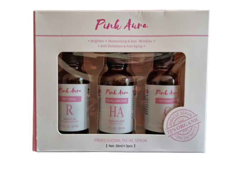 Pink Aura Retinol,  Hyaluronic Acid &amp; Vitamin C Serum Set