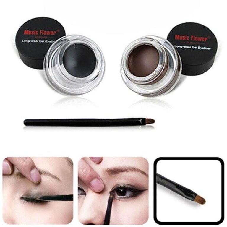 In 1 Brown + Black Eyeliner Gel Make Up Water-proof Eye Liner Kit