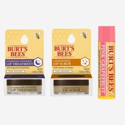 Burt`s Bees 3-Step Naturally Soft Lip Care Pack, and Conditioning Lip Scrub