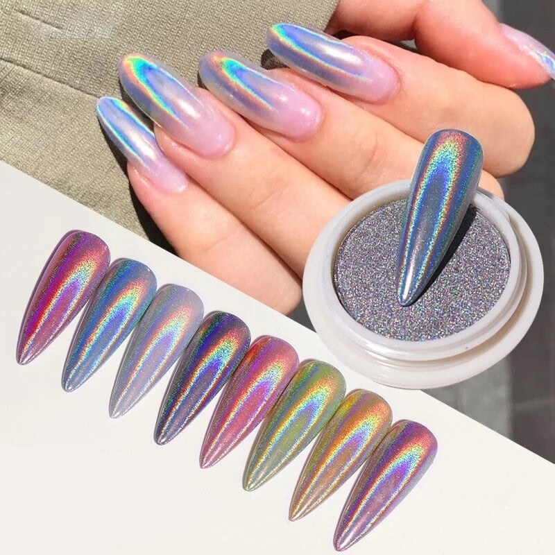 Silver Holographic Chrome Nail Powder