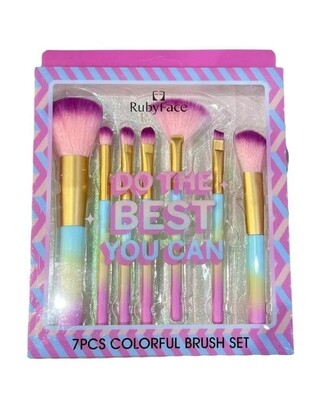 Colorful Makeup Brushes Set 7 Pieces