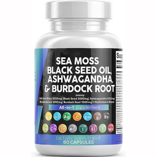 Sea Moss, Ashwaganda, Black Seed Oil, Burdock Root Multimineral
