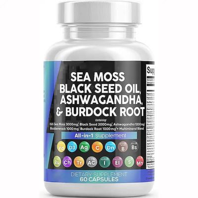 Sea Moss, Ashwaganda, Black Seed Oil, Burdock Root Multimineral