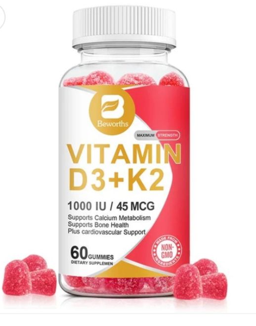 Beworths Vitamin D3 + K2 1000 IU/45MCG Gummies