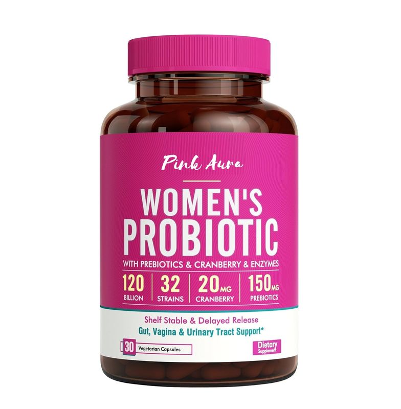 Pink aura women's Probiotics 120 billion CFUs 32strains with crainberry extract