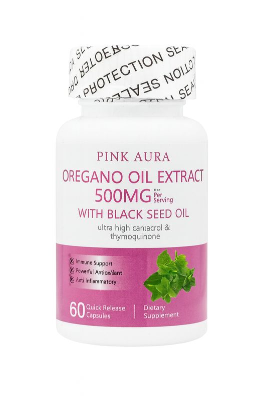 Pink Aura Oregano oil extract 500 mg with black seed oil