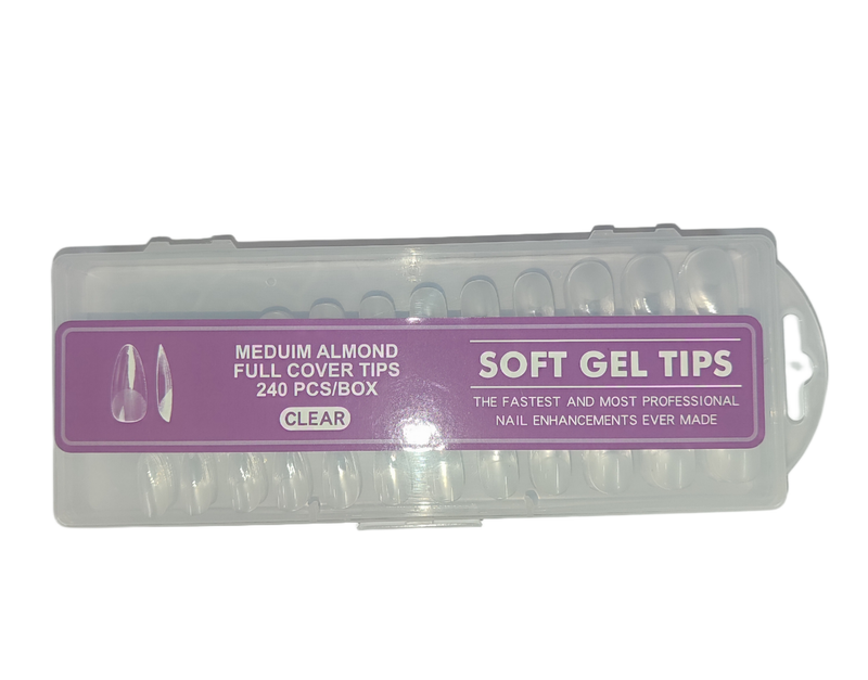 Medium Almond Shaped Soft Gel Full Cover Tips 240 Pieces