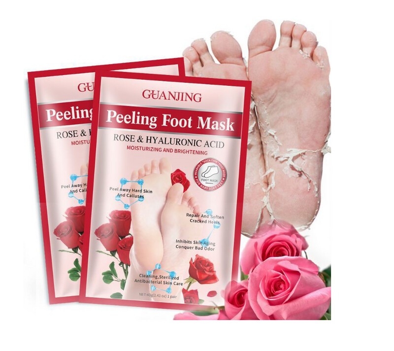 GuanJing Rose &amp; Hyaluronic Acid Brightening Peeling Foot Mask - Each