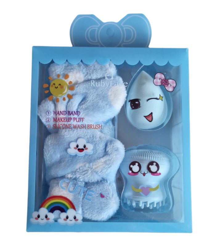 RubyFace Headband, Beauty Blender and Silicone Face Wash Set