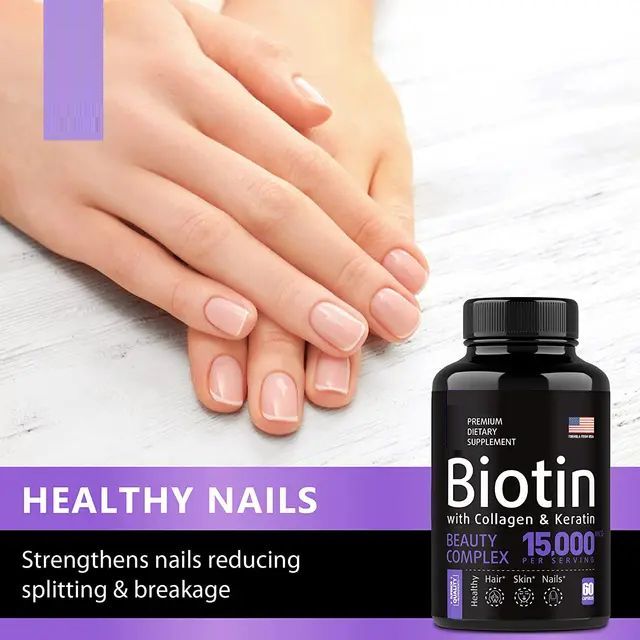 Biotin, Collagen &amp; Keratin Hair Skin Nails 15 000mcg Capsules