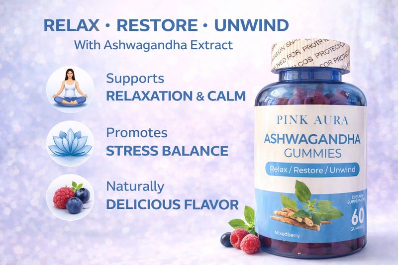 Pink Aura Ashwagandha Stress & Mood Gummies