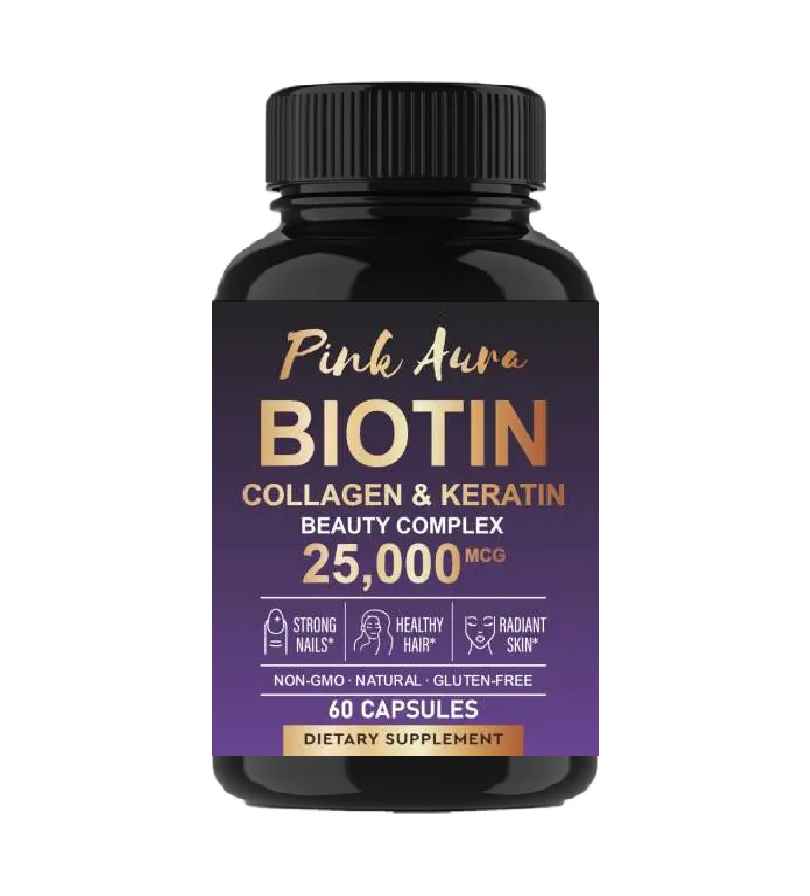 Pink Aura Biotin, Keratin, Collagen & HA Hair, Skin, Nails Supplements