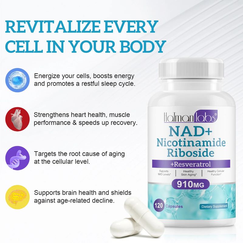 Hatmanlabs NAD+ Nicotinamide Riboside Resveratrol 910mg