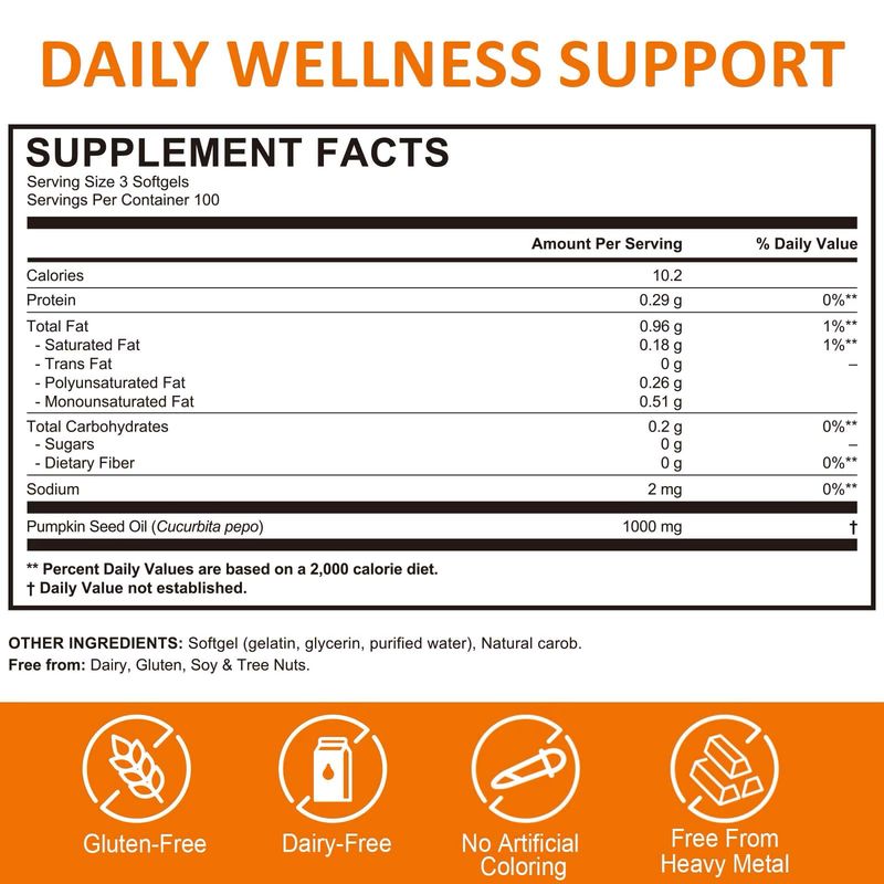 Acentiallabs Cold-Pressed Pumpkin Seed Oil with Saw Palmetto Softgels