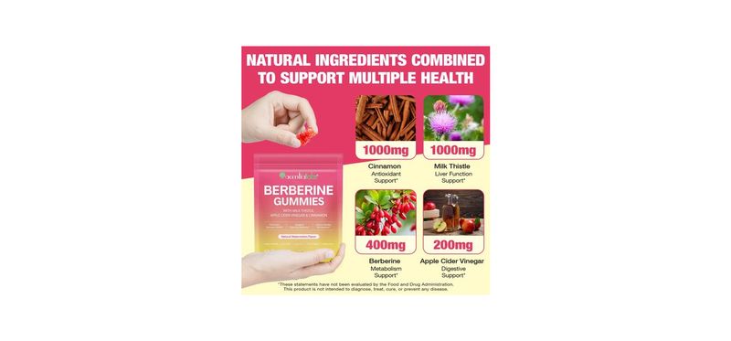 Acentiallabs Premium Berberine Weight Loss Gummies with Milk Thistle