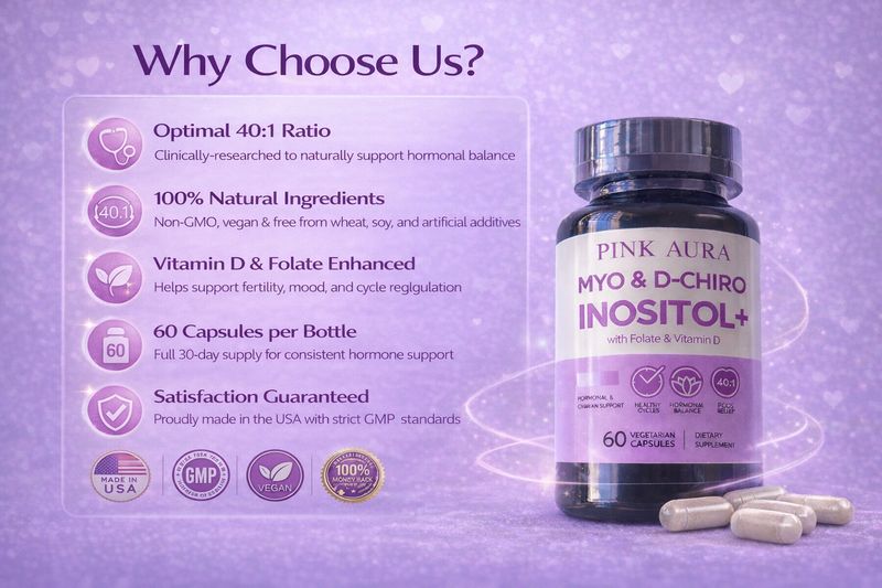 Pink Aura Myo-Inositol &amp; D-Chiro Inositol Hormonal &amp; Fertility Support