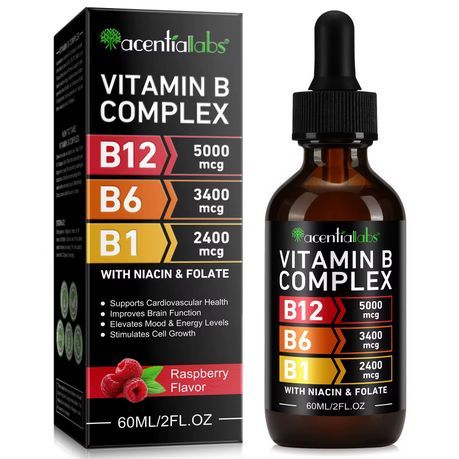 Acentiallabs Vitamin B12 Complex with Niacin &amp; Folate