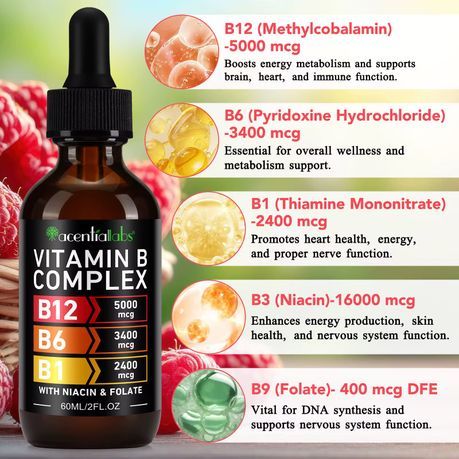 Acentiallabs Vitamin B12 Complex with Niacin &amp; Folate