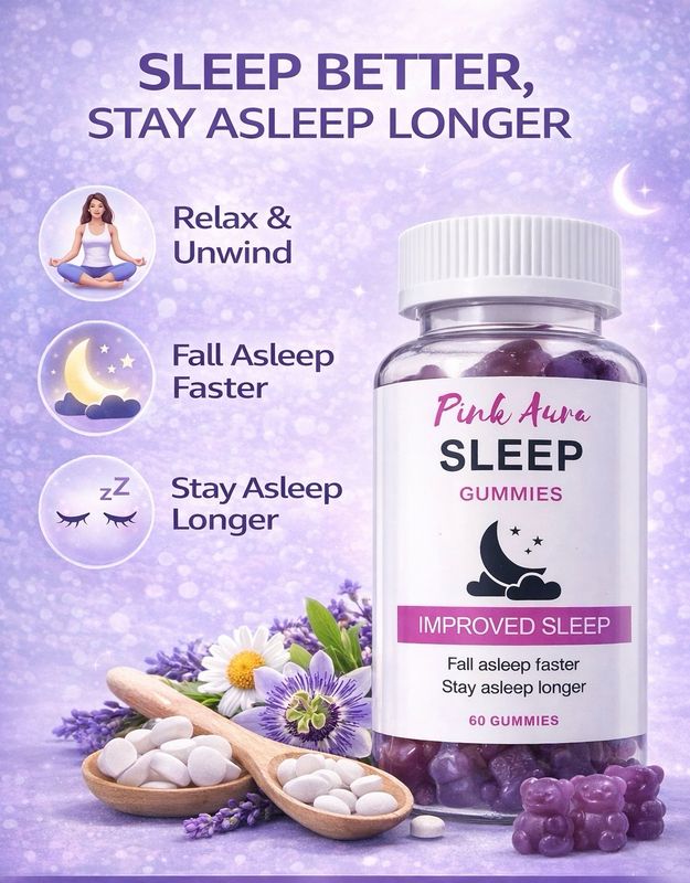 Pink Aura Sleep Gummies with Ashwagandha Root Extract