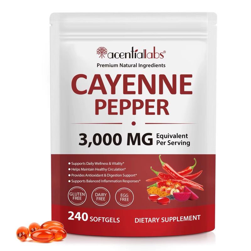 Acentiallabs Cayenne Pepper 3000mg Softgels