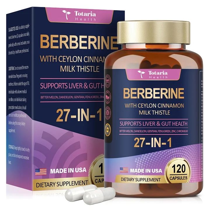 Totaria Health Berberine 27-in-1 with Ceylon Cinnamon and Milk Thrisle Totaria Health Berberine 27-in-1 with Ceylon Cinnamon and Milk Thrisle