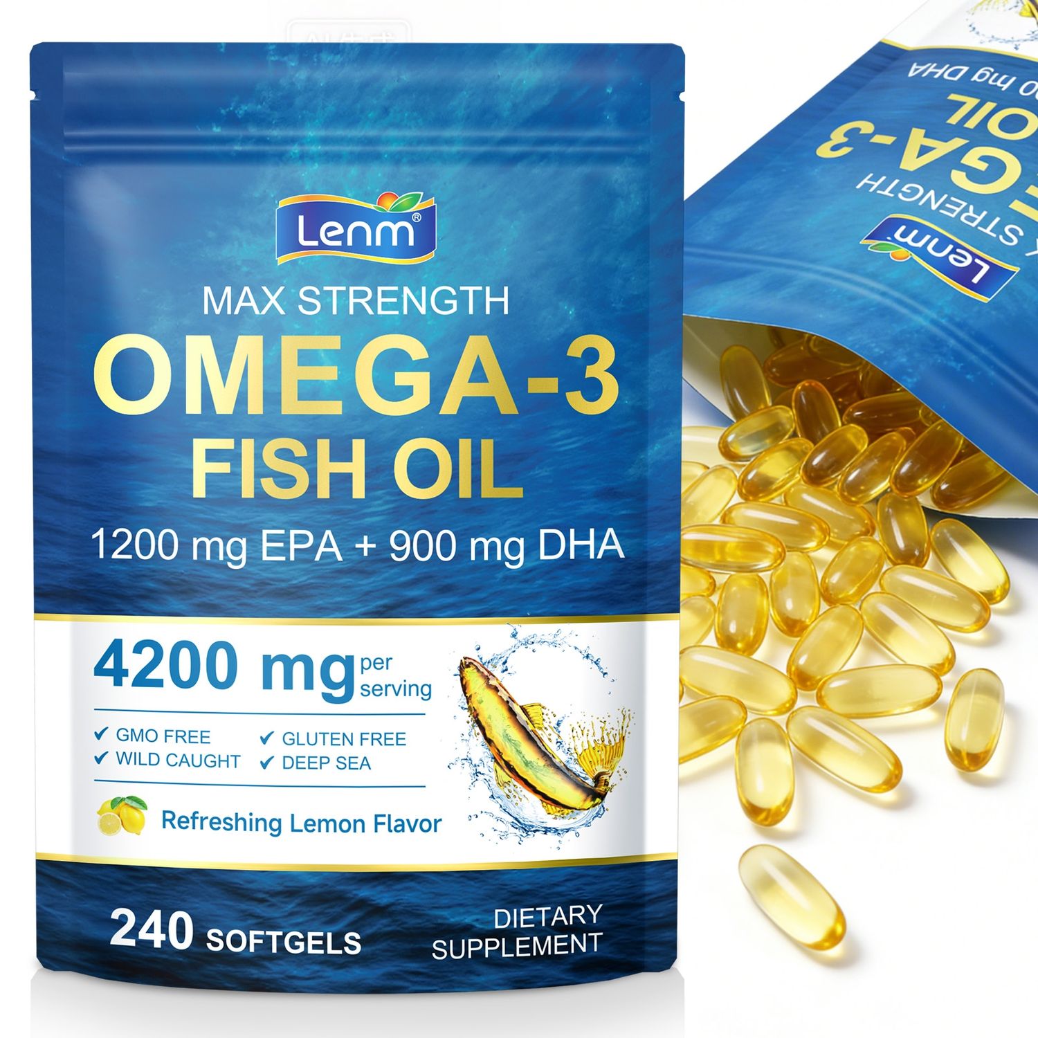 Lenm Omega 3 Fish Oil Softgels