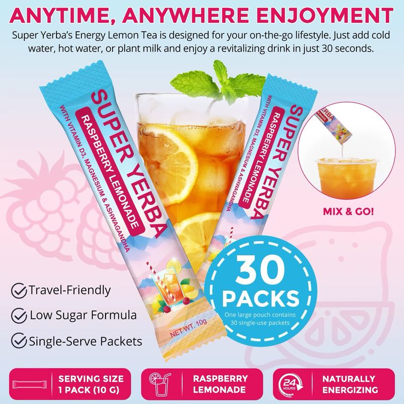 Solo Tree Super Yerba Raspberry Lemonade Flavour With Ashwagandha &amp; Lion’s Mane