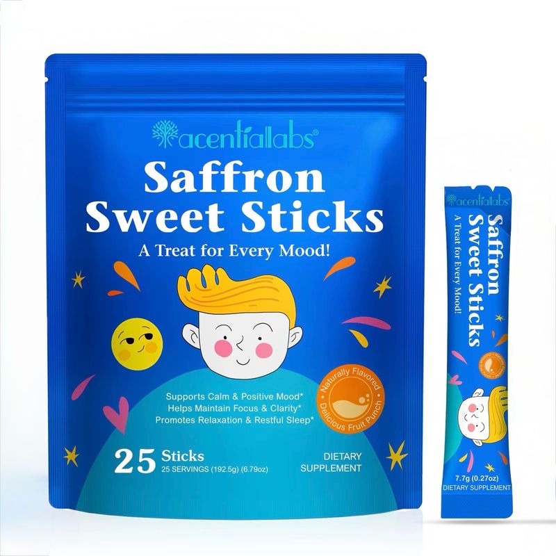 Acentiallabs Saffron Sweet Sticks Natural Kids Mood Support For Calm And Focus