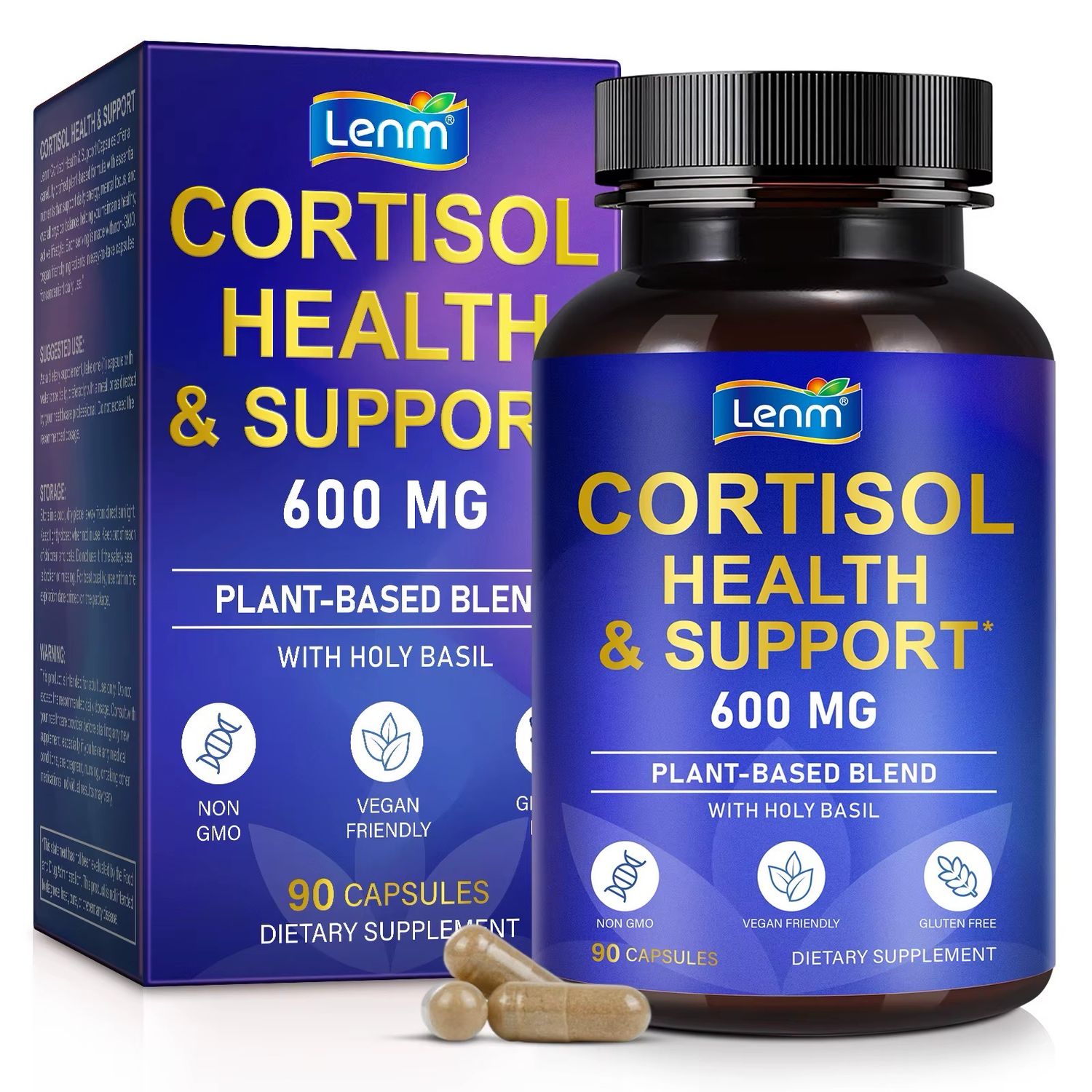 Lenm Cortisol Health &amp; Support Capsules Plant Based Blend