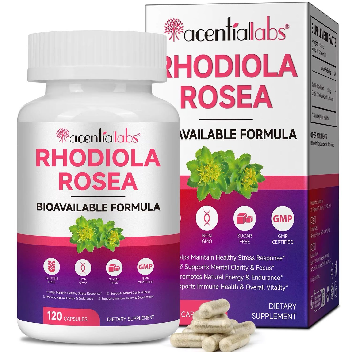 Acentiallabs Rhodiola Rosea Stress Management Capsules
