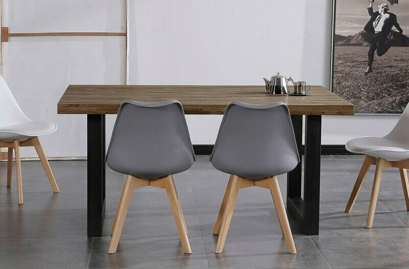 Mesa comedor fija Loft roble estilo industrial madera y metal 160 cm