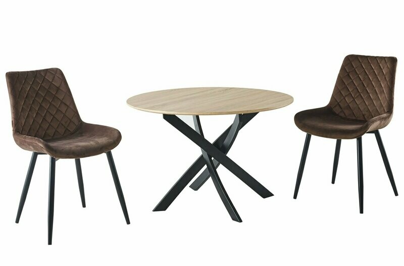 Mesa comedor fija redonda Zen 100 roble/negro