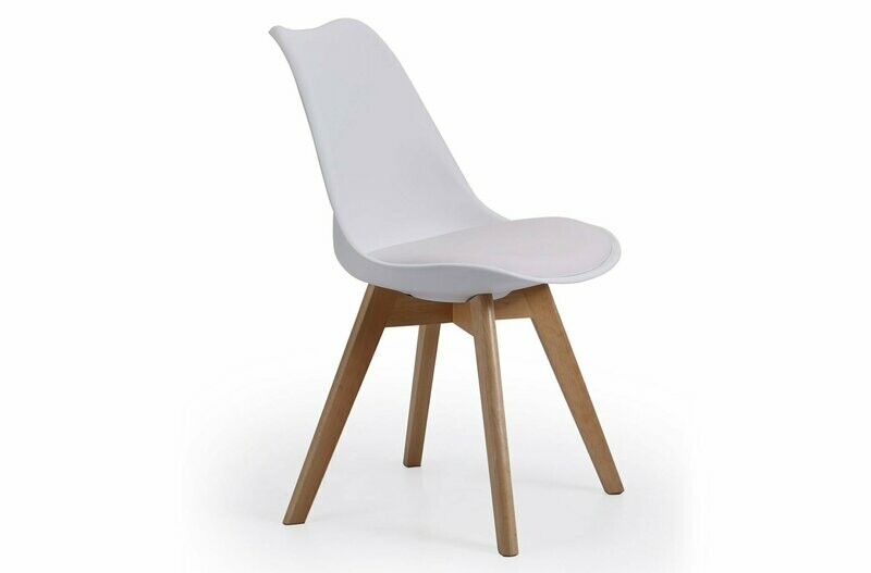 Silla comedor estilo nórdico asiento tapizado y patas de madera Bistro