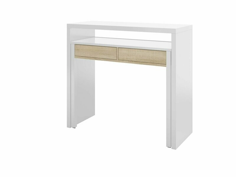 Consola escritorio desplazable TYRION Roble canadian/Blanco artik