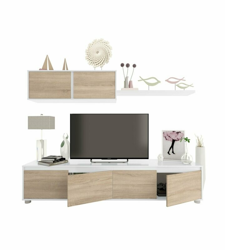 Composición de salón estilo moderno HOME roble canadian/blanco artik